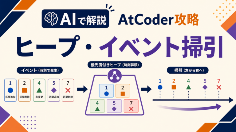 AIで解説 AtCoder攻略 ヒープ・イベント掃引