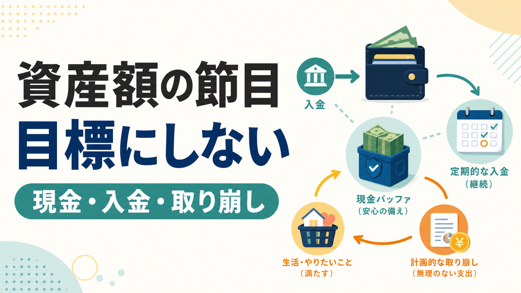 現金、入金、運用、取り崩しを分けて管理する家計メモと残高グラフ