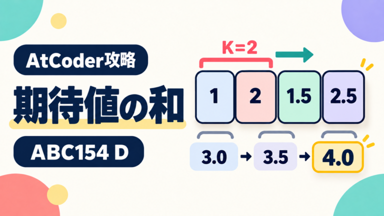 AtCoder ABC154 Dの期待値と固定長ウィンドウを示す図